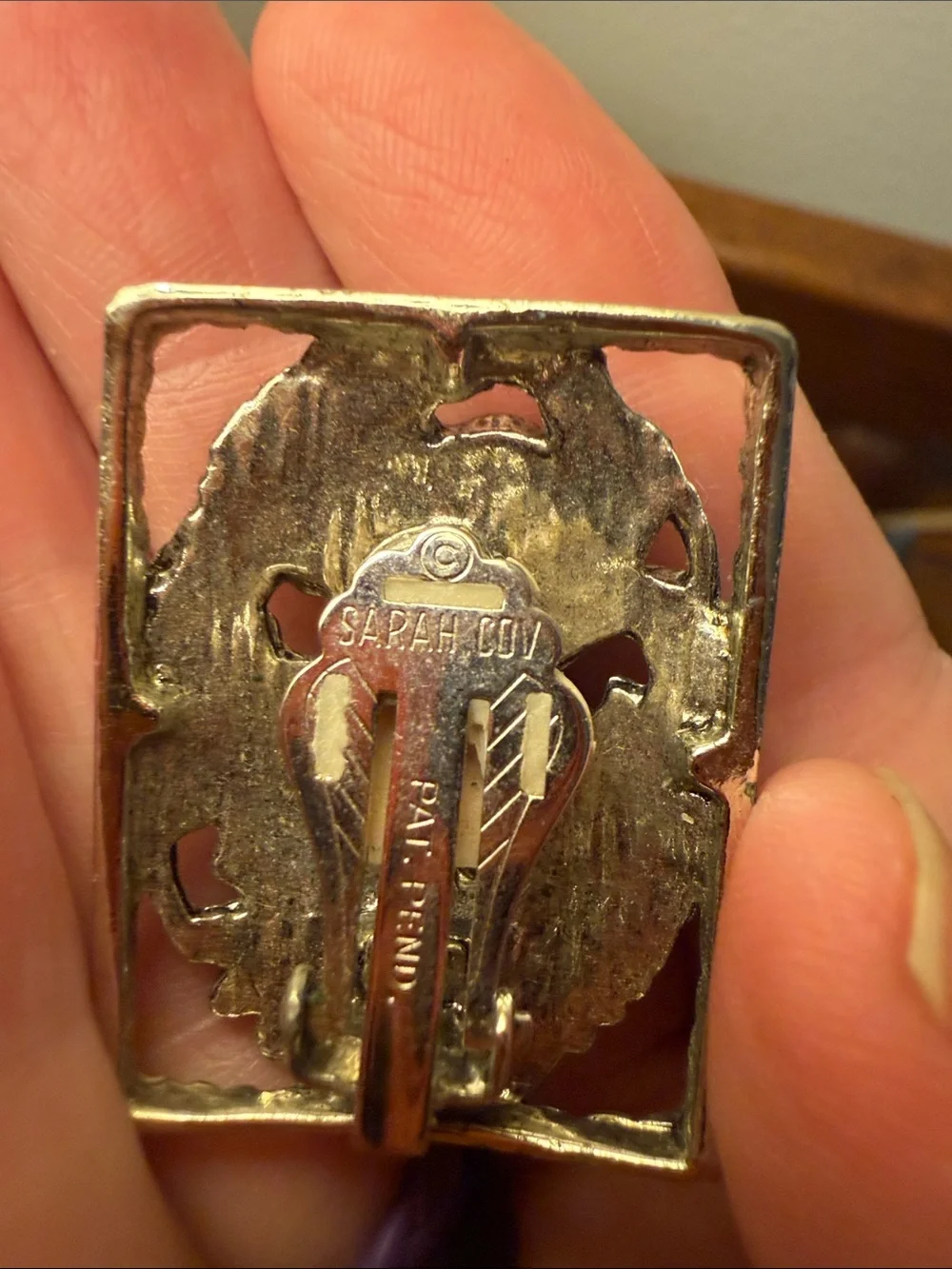 Sarah Coventry vintage antique Floral Rectangle Clip-On Earring